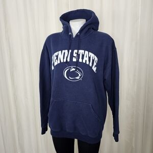Jerzees Penn State Navy Hooded Sweatshirt with White Logo Size Large